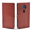 Pikkme Moto G6 Plus / G6+ Flip Cover Magnetic Leather Wallet Case Shockproof TPU for Moto G6 Plus / G6+ (Brown)