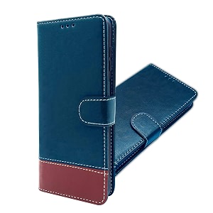 pikkme moto g71 5g flip cover  dual-tone pu leather finish  360 protection  inbuilt wallet amp stand  magnetic flip case for moto g71 5g blue amp brown