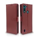 Pikkme Moto G8 Power Lite Leather Magnetic Flip Wallet Case Cover for Moto G8 Power Lite (Brown)