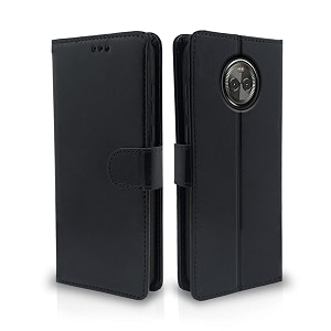 pikkme moto x4 flip cover leather finish  inside tpu with card pockets  wallet stand  complete protection flip case black