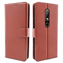 Pikkme Nokia 4.2 Flip Cover | Brown Leather Finish | Inside TPU with Card Pockets | Wallet Stand | Shock Proof | Magnetic Closure | 360 Degree Complete Protection Flip Cover for Nokia 4.2