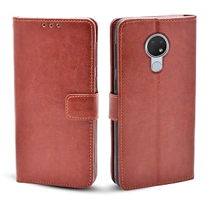 pikkme nokia 62 flip cover magnetic leather wallet case shockproof tpu for nokia 62 brown