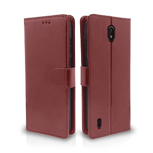 pikkme nokia c01 plus flip cover  pu leather finish  360 protection  wallet amp stand  strong magnetic flip case for nokia c01 plus brown
