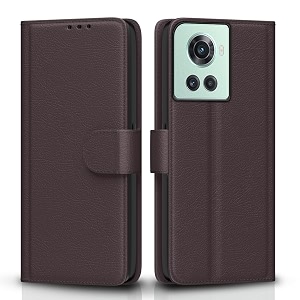 pikkme oneplus 10r 5g  10r prime 5g flip case leather finish  inside tpu with card pockets  wallet stand and shock proof  magnetic closing  complete protection flip cover coffee