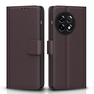 pikkme oneplus 11r 5g flip cover leather finish  inside tpu with card pockets  wallet stand and shock proof  complete protection flip case coffee