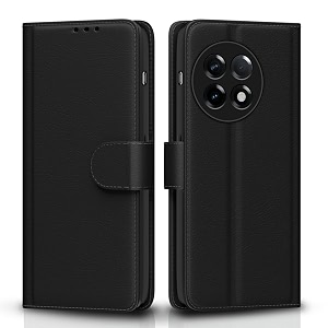 pikkme oneplus 11r 5g flip cover leather finish  inside tpu with card pockets  wallet stand and shock proof  complete protection flip case black