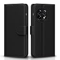 Pikkme OnePlus 11R 5G Flip Cover Leather Finish | Inside TPU with Card Pockets | Wallet Stand and Shock Proof | Complete Protection Flip Case (Black)
