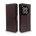 Pikkme OnePlus 12 5G Flip Cover Leather Finish | Inside TPU with Card Pockets | Wallet Stand and Shock Proof | Complete Protection Flip Case (Coffee)