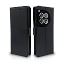 Pikkme OnePlus 12 5G Flip Cover Leather Finish | Inside TPU with Card Pockets | Wallet Stand and Shock Proof | Complete Protection Flip Case (Black)