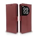 Pikkme OnePlus 12 5G Flip Cover Leather Finish | Inside TPU with Card Pockets | Wallet Stand and Shock Proof | Complete Protection Flip Case (Brown)