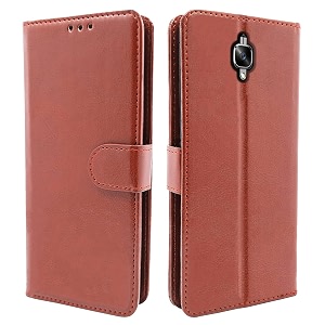 pikkme oneplus 3  3t flip cover magnetic leather wallet case shockproof tpu for oneplus 3  3t brown
