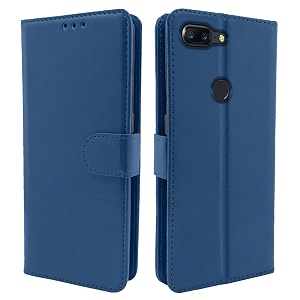 pikkme oneplus 5t flip case leather finish  inside tpu with card pockets  wallet stand and shock proof  magnetic closing  complete protection flip cover for oneplus 5t blue