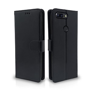 pikkme oneplus 5t flip case leather finish  inside tpu with card pockets  wallet stand and shock proof  magnetic closing  complete protection flip cover for oneplus 5t black