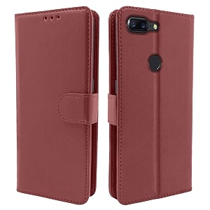 pikkme oneplus 5t flip cover magnetic leather wallet case shockproof tpu for oneplus 5t brown