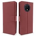 Pikkme OnePlus 7T Flip Case Leather Finish | Inside TPU with Card Pockets | Wallet Stand | Shock Proof | Magnetic Closure | 360 Degree Complete Protection Flip Cover for OnePlus 7T 1+7T - Brown