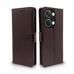 pikkme oneplus nord 3 5g flip cover leather finish  inside tpu with card pockets  wallet stand and shock proof  complete protection flip case coffee
