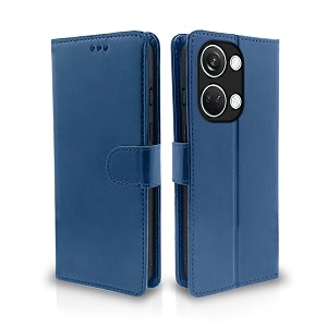 pikkme oneplus nord 3 5g flip cover leather finish  inside tpu with card pockets  wallet stand and shock proof  complete protection flip case blue