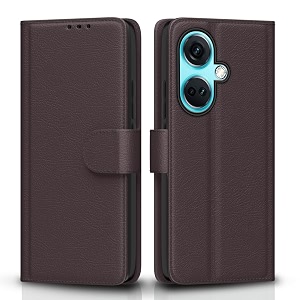 pikkme oneplus nord ce 3 5g flip cover leather finish  inside tpu with card pockets  wallet stand and shock proof  complete protection flip case coffee