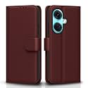 Pikkme OnePlus Nord Ce 3 5G Flip Cover Leather Finish | Inside TPU with Card Pockets | Wallet Stand and Shock Proof | Complete Protection Flip Case (Brown)