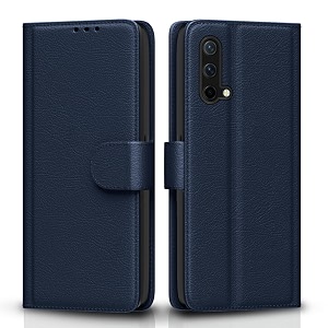 pikkme oneplus nord ce 5g flip cover leather finish  inside tpu with card pockets  wallet stand and shock proof  complete protection flip case blue