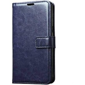 pikkme oppo a12 flip cover magnetic leather wallet case shockproof tpu for oppo a12 blue