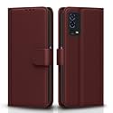 Pikkme Oppo A55 Flip Case Leather Finish | Inside TPU with Card Pockets | Wallet Stand and Shock Proof | Magnetic Closing | Complete Protection Flip Cover (Brown)