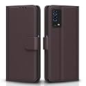 Pikkme Oppo A55 Flip Case Leather Finish | Inside TPU with Card Pockets | Wallet Stand and Shock Proof | Magnetic Closing | Complete Protection Flip Cover (Coffee)