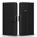 Pikkme Oppo A55 Flip Case Leather Finish | Inside TPU with Card Pockets | Wallet Stand and Shock Proof | Magnetic Closing | Complete Protection Flip Cover (Black)