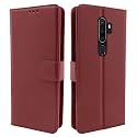 Pikkme Oppo A9 2020 Flip Case Leather Finish | Inside TPU with Card Pockets | Wallet Stand and Shock Proof | Magnetic Closing | 360 Degree Complete Protection Flip Cover for Oppo A9 2020 Brown