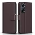 Pikkme Oppo F23 5G Flip Cover Leather Finish | Inside TPU with Card Pockets | Wallet Stand and Shock Proof | Complete Protection Flip Case (Coffee)