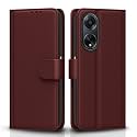 Pikkme Oppo F23 5G Flip Cover Leather Finish | Inside TPU with Card Pockets | Wallet Stand and Shock Proof | Complete Protection Flip Case (Brown)