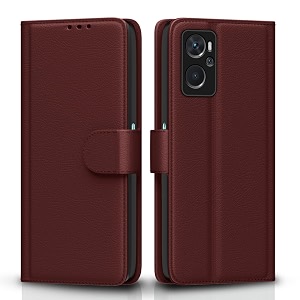 pikkme oppo k10 flip cover  pu leather finish  360 protection  wallet amp stand  strong magnetic flip case for oppo k10 brown