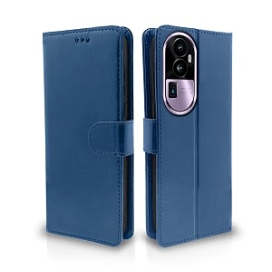 pikkme oppo reno 10 pro plus 5g flip cover leather finish  inside tpu with card pockets  wallet stand and shock proof  complete protection flip case blue