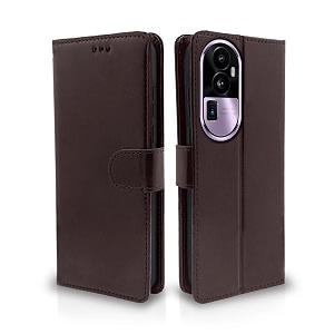 pikkme oppo reno 10 pro plus 5g flip cover leather finish  inside tpu with card pockets  wallet stand and shock proof  complete protection flip case coffee