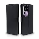 Pikkme Oppo Reno 10 Pro Plus 5G Flip Cover Leather Finish | Inside TPU with Card Pockets | Wallet Stand and Shock Proof | Complete Protection Flip Case (Black)