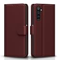 Pikkme Realme 6 Flip Cover Magnetic Leather Wallet Case Shockproof TPU for Realme 6 (Brown)