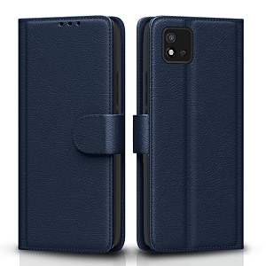 pikkme realme c11 flip case leather finish  inside tpu with card pockets  wallet stand and shock proof  magnetic closing  complete protection flip cover for realme c11 blue