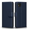 Pikkme Realme C11 Flip Case Leather Finish | Inside TPU with Card Pockets | Wallet Stand and Shock Proof | Magnetic Closing | Complete Protection Flip Cover for Realme C11 (Blue)