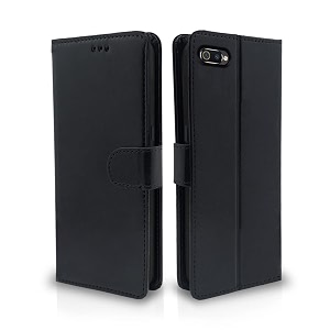 pikkme realme c2 flip case leather finish  inside tpu with card pockets  wallet stand and shock proof  magnetic closing  complete protection flip cover for realme c2 black