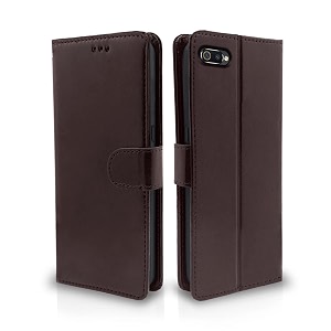 pikkme realme c2 flip case leather finish  inside tpu with card pockets  wallet stand and shock proof  magnetic closing  complete protection flip cover for realme c2 coffee