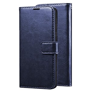 pikkme realme narzo 20 leather flip cover wallet case for realme narzo 20 blue