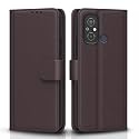Pikkme Redmi 12C / Poco C55 Flip Cover Leather Finish | Inside TPU with Card Pockets | Wallet Stand and Shock Proof | Complete Protection Flip Case (Coffee)