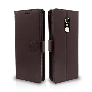 pikkme redmi 5 flip cover leather finish  inside tpu with card pockets  wallet stand and shock proof  complete protection flip case coffee