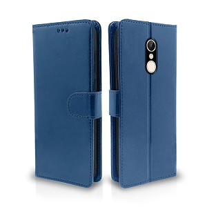 pikkme redmi 5 flip cover leather finish  inside tpu with card pockets  wallet stand and shock proof  complete protection flip case blue