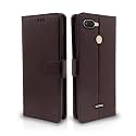 Pikkme Redmi 6 Flip Cover Leather Finish | Inside TPU with Card Pockets | Wallet Stand and Shock Proof | Complete Protection Flip Case (Coffee)
