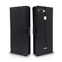 Pikkme Redmi 6 Flip Cover Leather Finish | Inside TPU with Card Pockets | Wallet Stand and Shock Proof | Complete Protection Flip Case (Black)