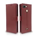 Pikkme Redmi 6 Flip Cover Leather Finish | Inside TPU with Card Pockets | Wallet Stand and Shock Proof | Complete Protection Flip Case (Brown)