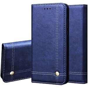 pikkme redmi 9 power leather flip cover wallet case for redmi 9 power blue