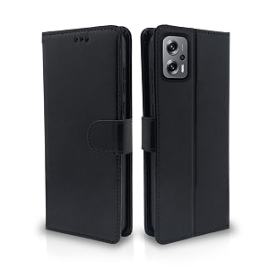 pikkme redmi k50i flip case leather finish  inside tpu with card pockets  wallet stand and shock proof  magnetic closing  complete protection flip cover for redmi k50i black