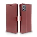 Pikkme Redmi K50i Flip Case Leather Finish | Inside TPU with Card Pockets | Wallet Stand and Shock Proof | Magnetic Closing | Complete Protection Flip Cover for Redmi K50i (Brown)